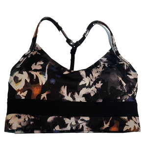 Nike Black and White Floral Sports Bra Small